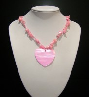 Collar Nacar forma Corazón-Rosa