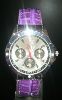 Reloj Correa Cuero y Esfera Piedrería-Morado