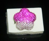 Anillo Ajustable Forma Flor Bañado en Plata-Rosa