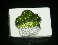 Anillo Ajustable Forma Flor Bañado Plata-Verde