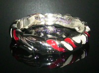 Pulsera Aro Esmaltada Bañado en Plata- Roja y Blanca