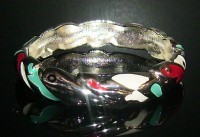 Pulsera Aro Esmaltada Bañado en Plata- Roja, Blanca y Azul 