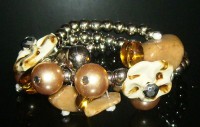 Pulsera Tiritas de Bolitas y Colgantes-Ocre